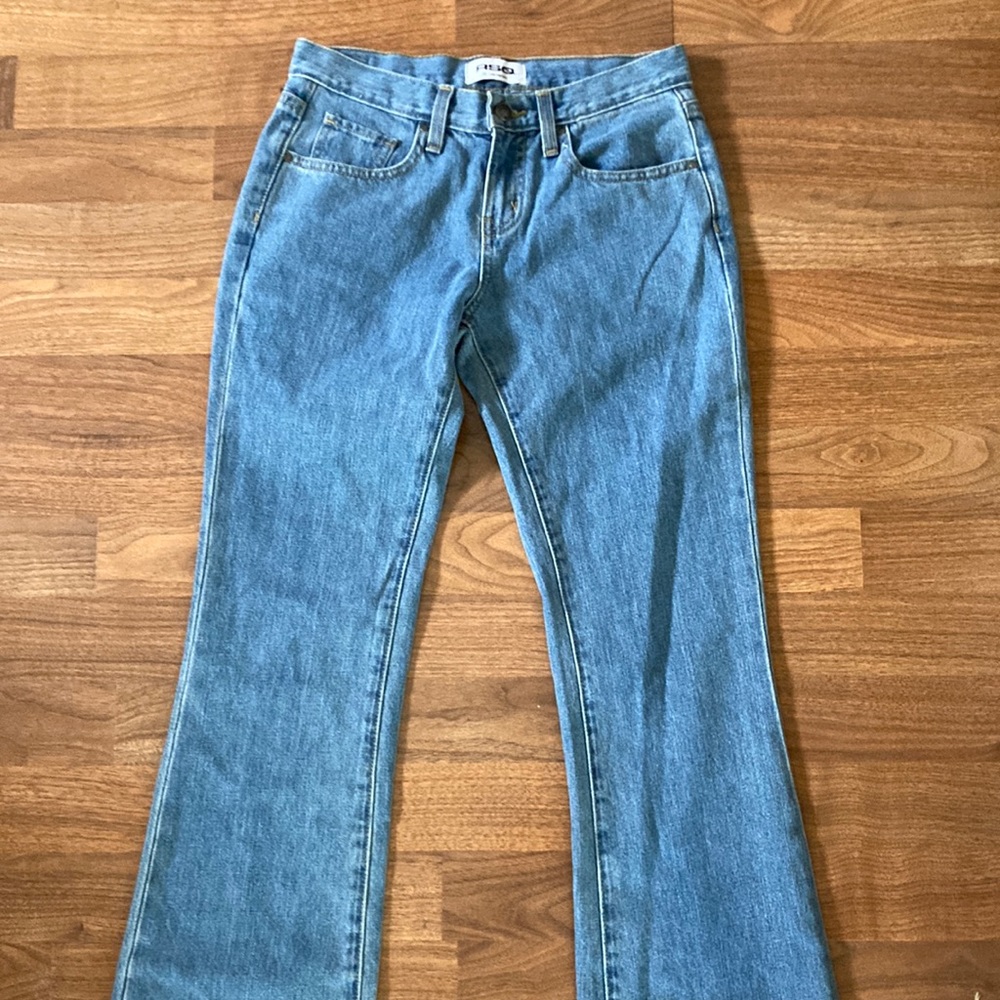 Blue wide legged jeans